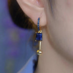 Blue Square Stud Earrings