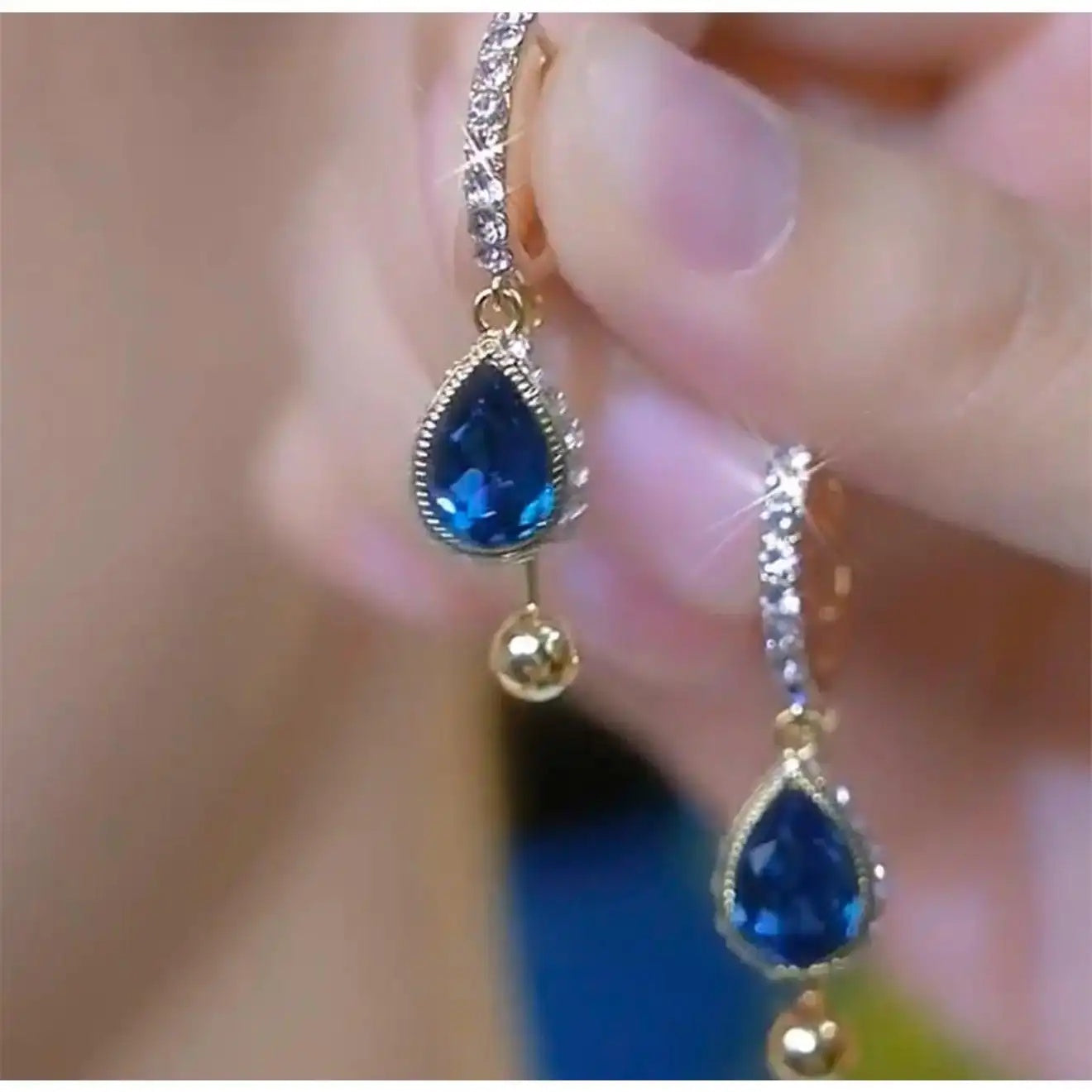 Blue Tassel Drop Earrings