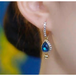 Blue Tassel Drop Earrings