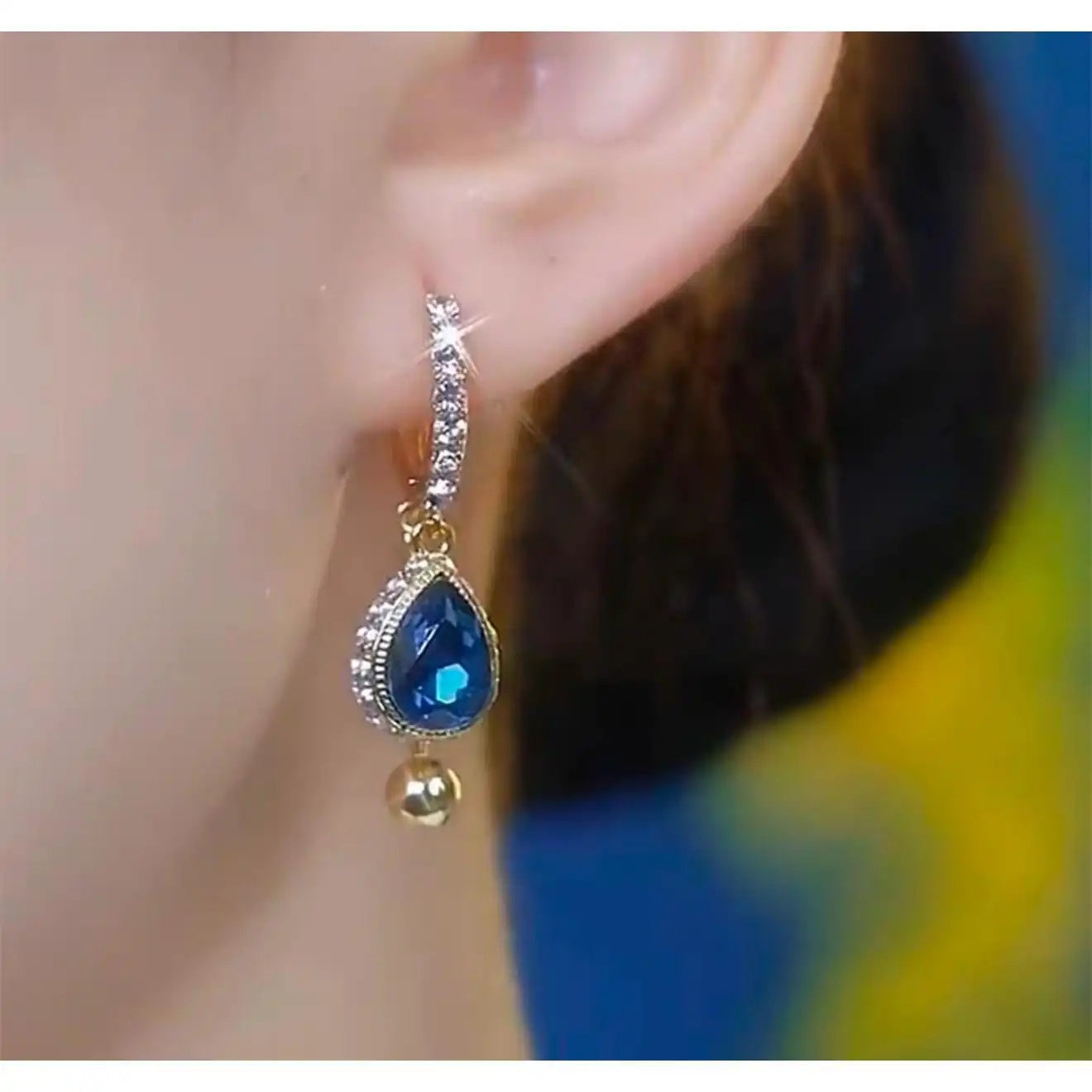 Blue Tassel Drop Earrings