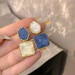 Blue Teardrop Crystal Long Drop Earrings