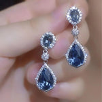 Blue Teardrop Hoop Earrings