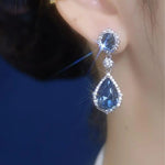 Blue Teardrop Hoop Earrings