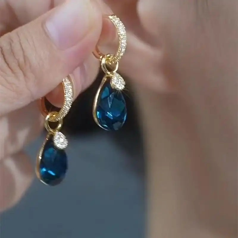 Blue Teardrop Summer Drop Earrings