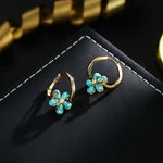 Blue Turquoise Flower Clip-On Earrings