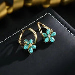 Blue Turquoise Flower Clip-On Earrings