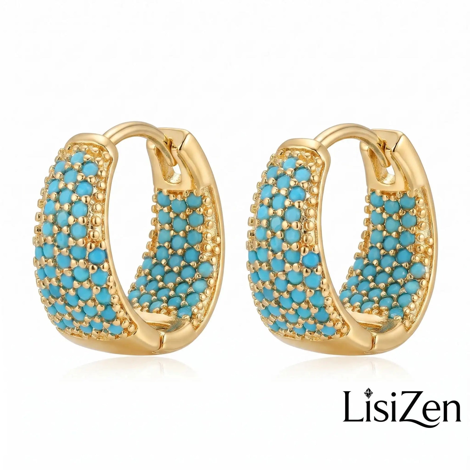 Blue Turquoise Teardrop Dazzling Crystal Earrings
