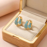 Blue Turquoise Teardrop Dazzling Crystal Earrings