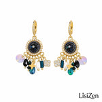 Bohemian Colorful Crystal Tassel Drop Earrings