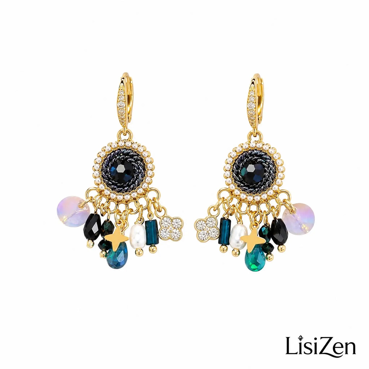 Bohemian Colorful Crystal Tassel Drop Earrings