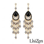 Bohemian Crystal Tassel Drop Earrings