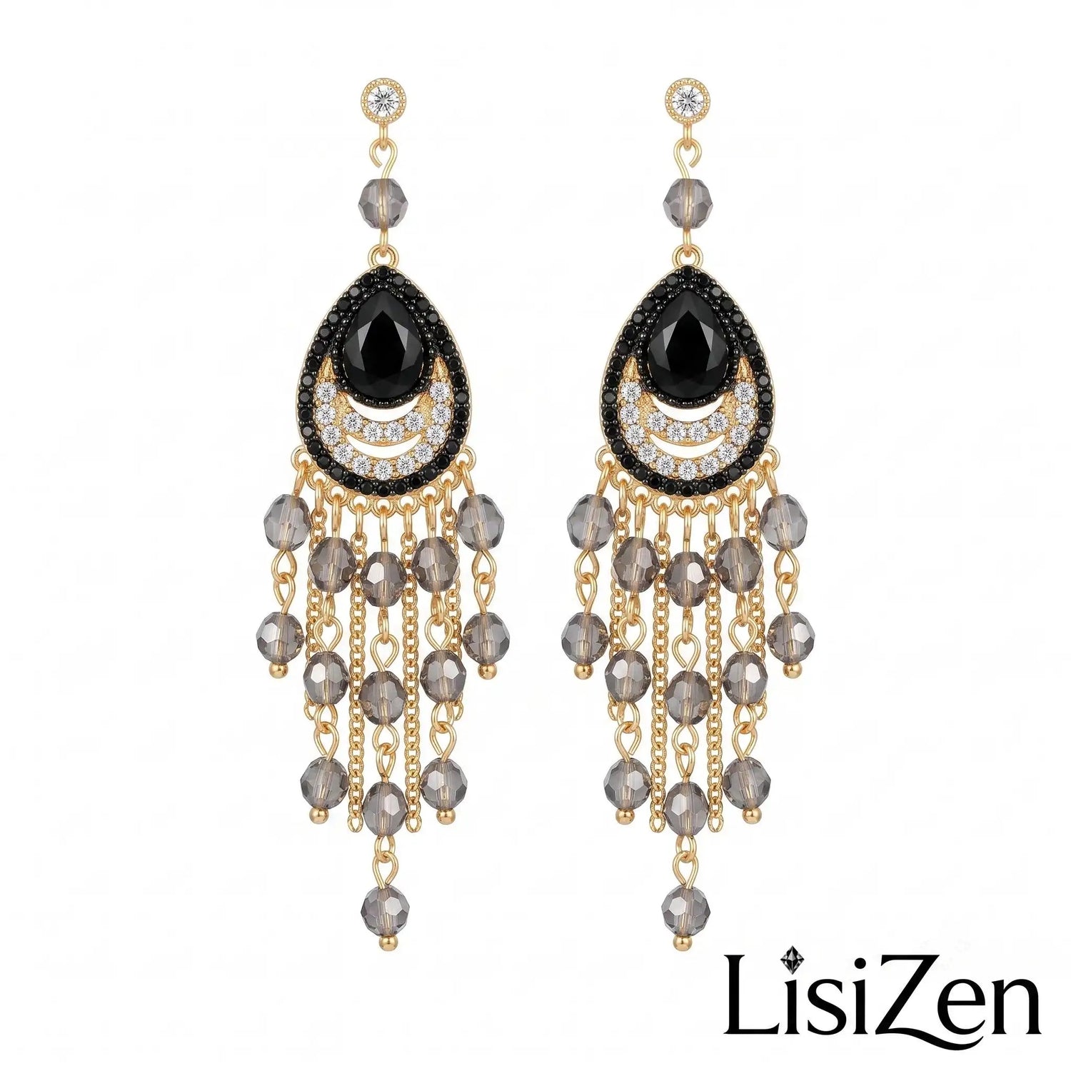 Bohemian Crystal Tassel Drop Earrings