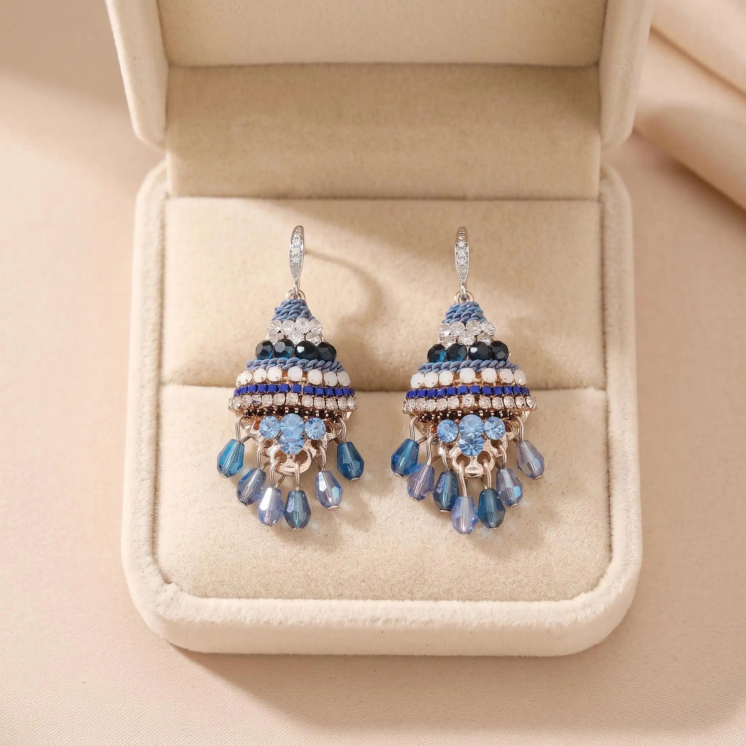 Bohemian Vintage Handmade Beaded Tassel Drop Earrings