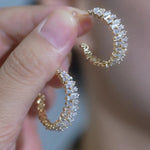 Bold Micro-Paved Crystal Geometric Hoop Earrings