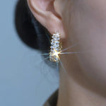 Bold Micro-Paved Crystal Geometric Hoop Earrings