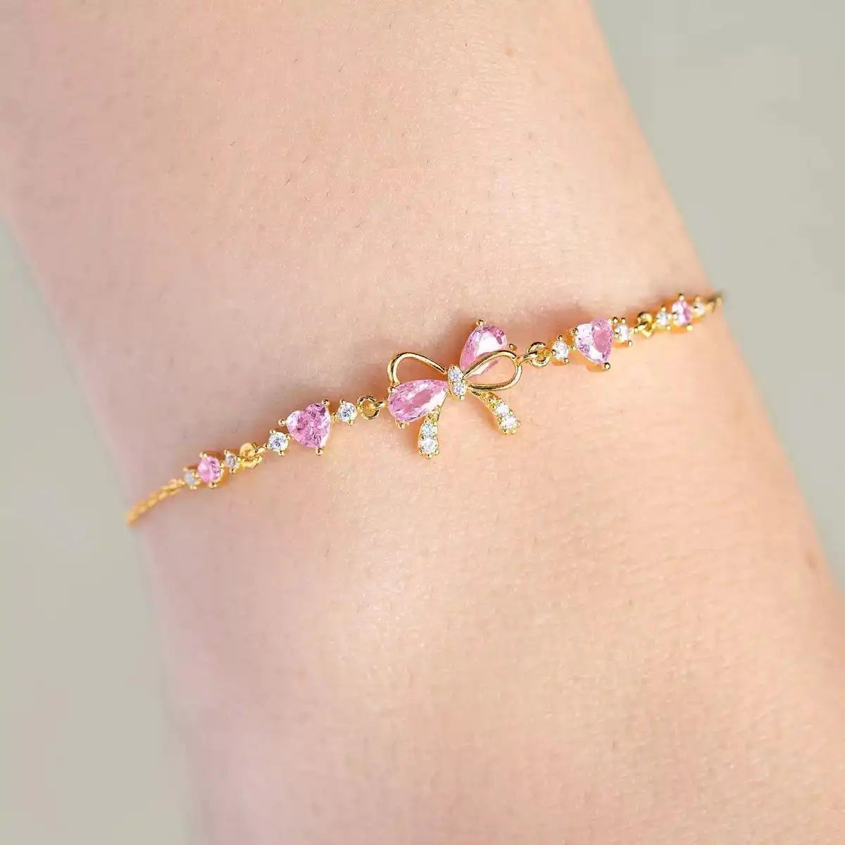 Bow Crystal Heart Bracelet