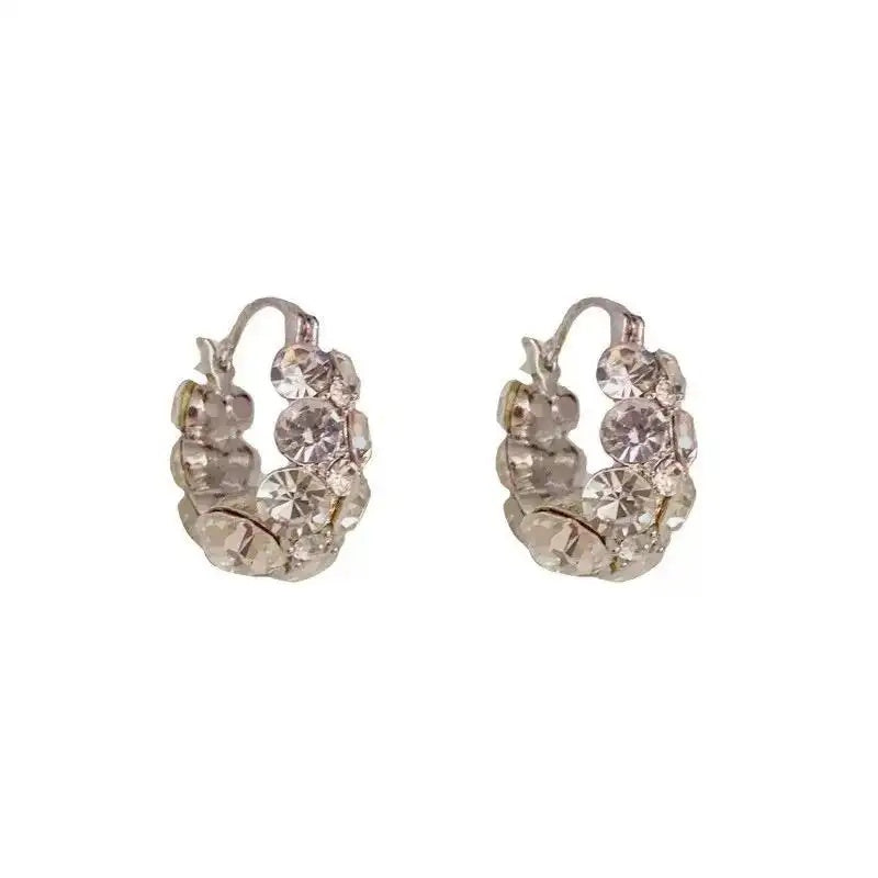 Braided Crystal Huggie Earrings