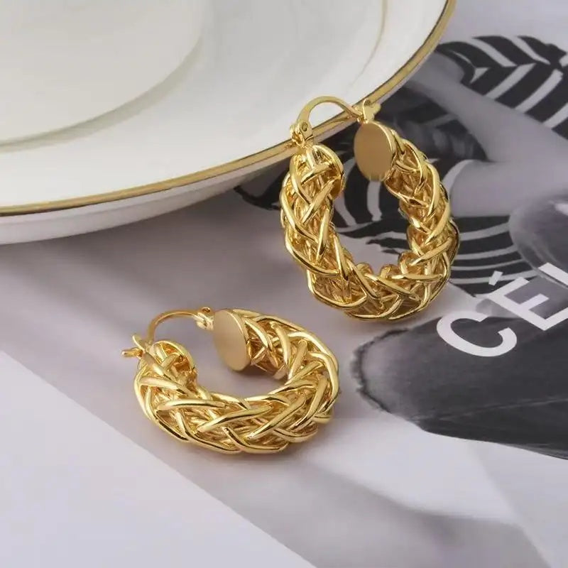 Braided O-Shaped Hoop Earrings