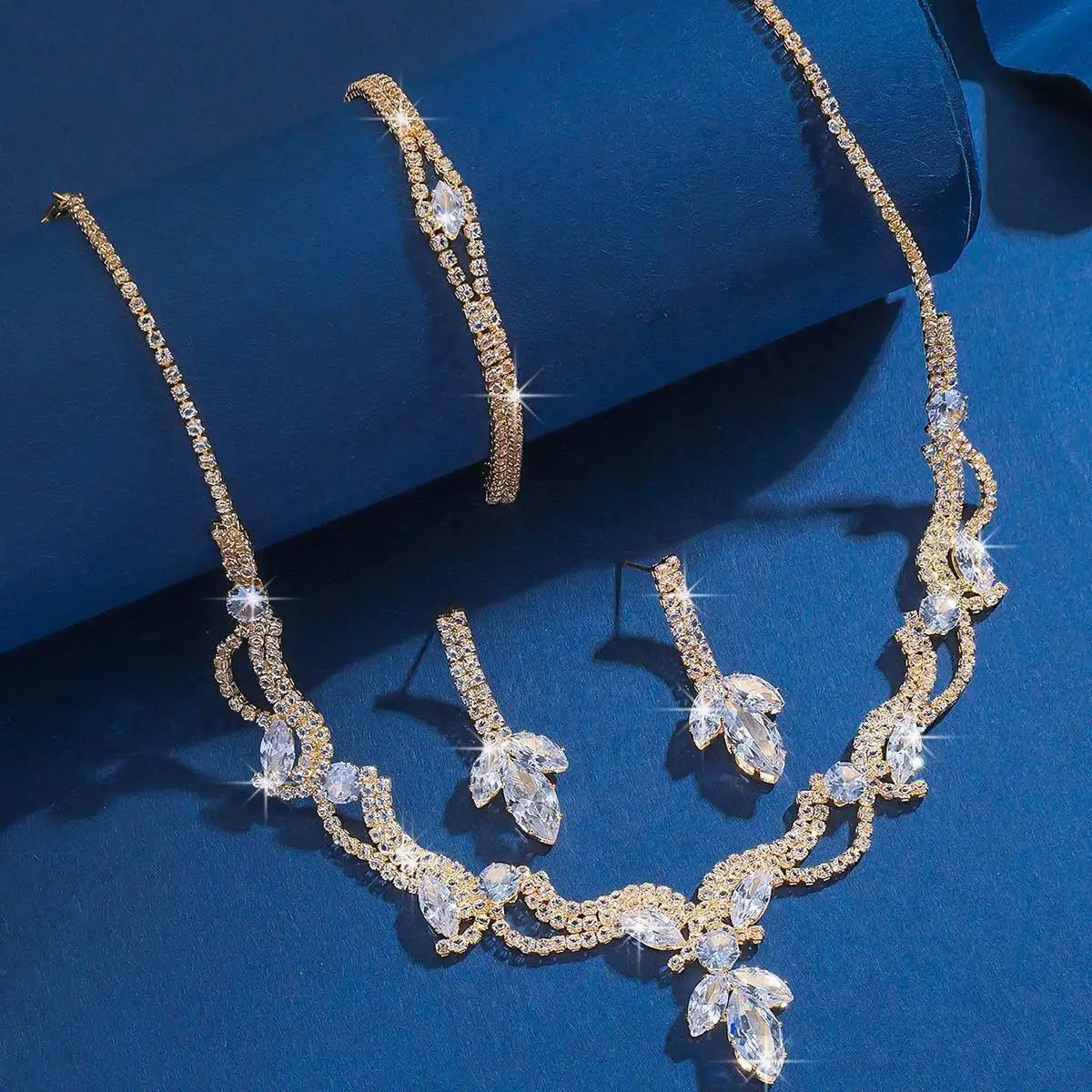 Bridal Crystal Crystals Wedding 3- Jewelry Set