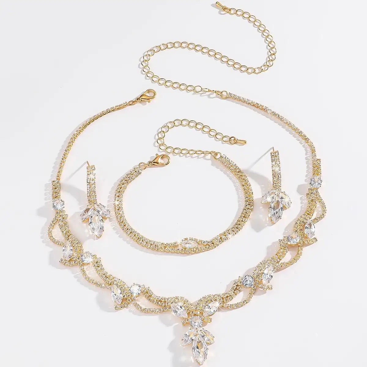 Bridal Crystal Crystals Wedding 3- Jewelry Set