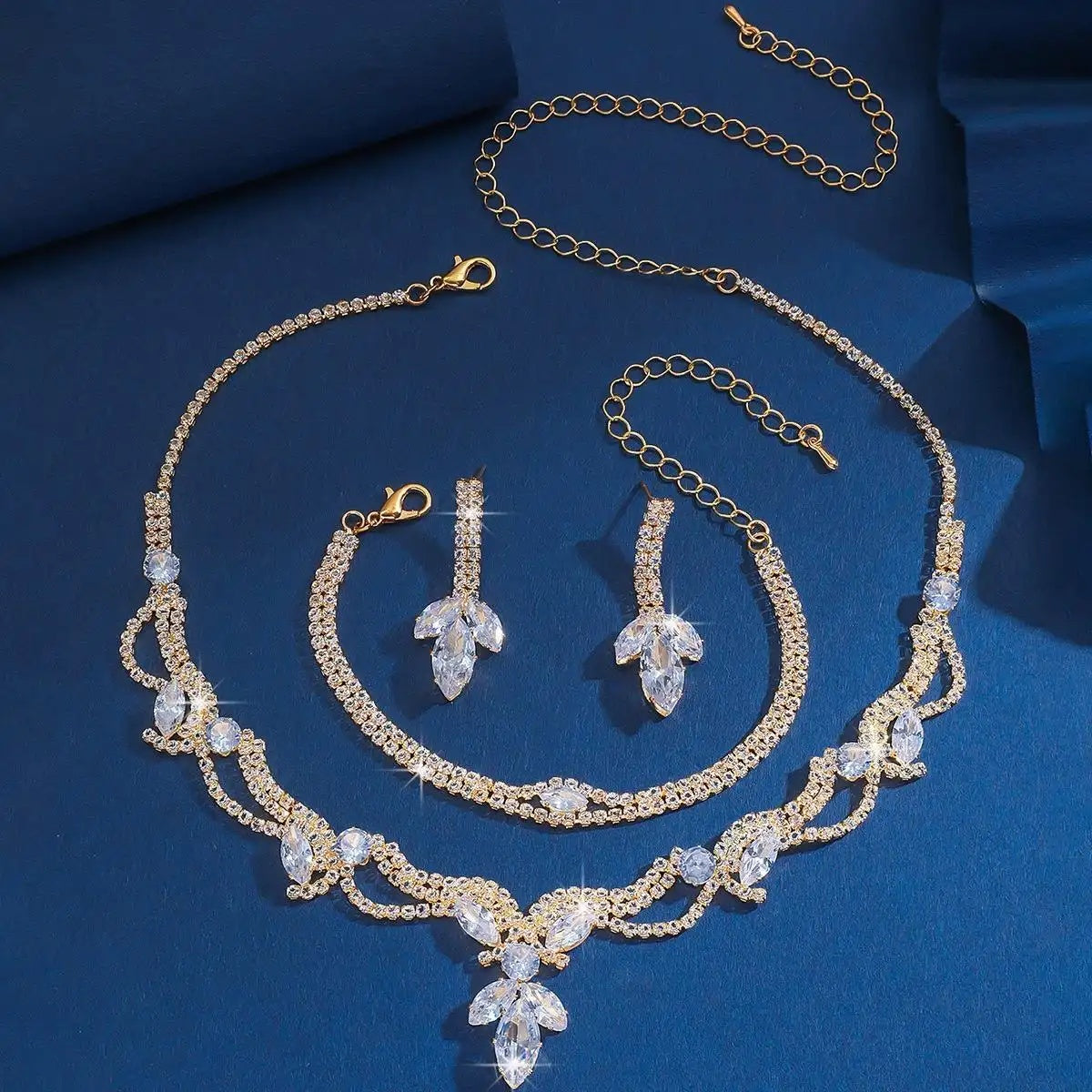 Bridal Crystal Crystals Wedding 3- Jewelry Set