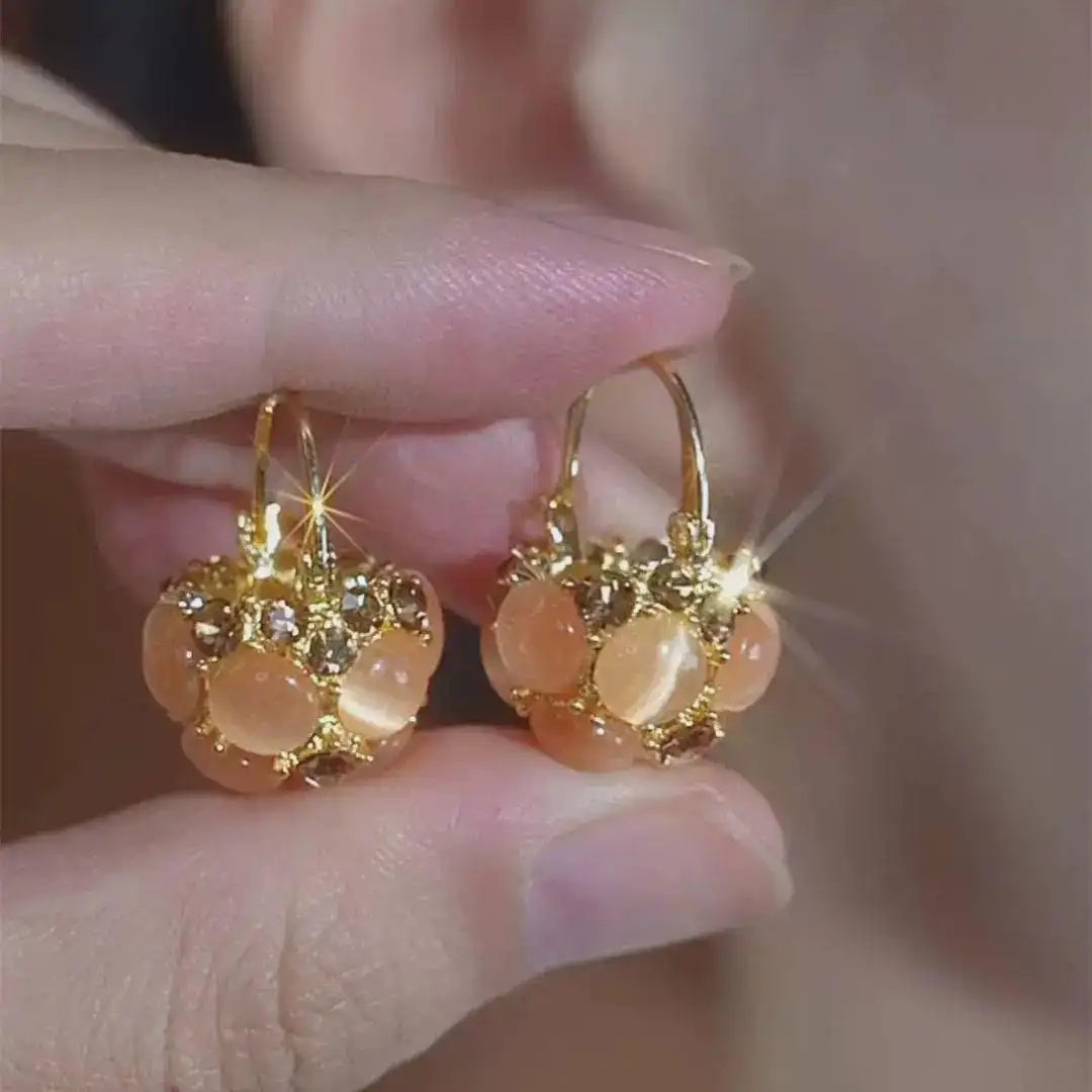 Brown Basket Crystal Hoop Earrings