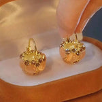 Brown Basket Crystal Hoop Earrings