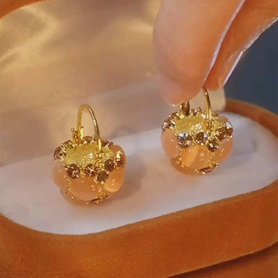 Brown Basket Crystal Hoop Earrings