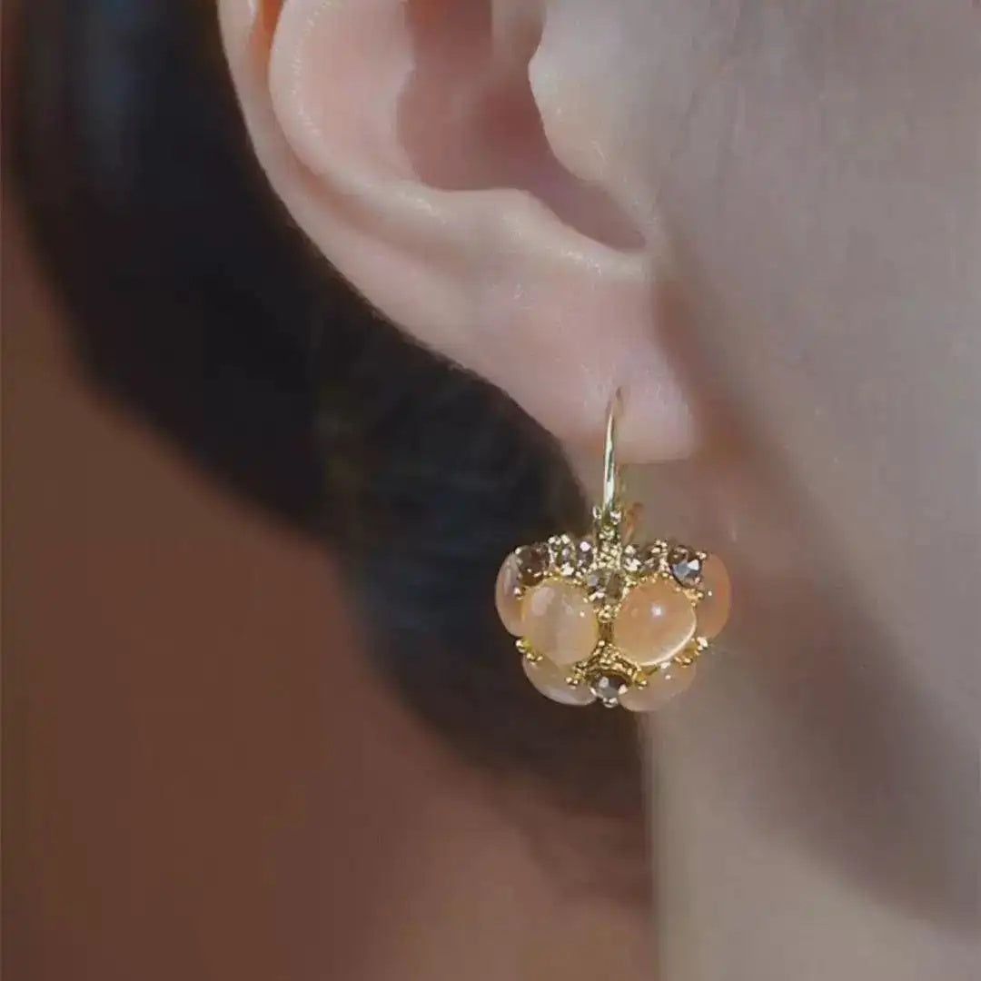Brown Basket Crystal Hoop Earrings