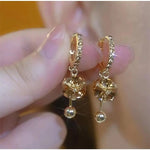 Brown Crystal Ball Tassel Drop Earrings