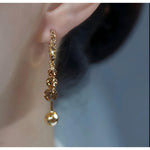 Brown Crystal Bar and Ball Hoop Earrings