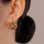 Brown Crystal Basket Teardrop Drop Earrings