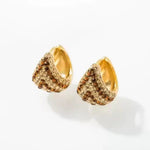 Brown Crystal Basket Teardrop Drop Earrings