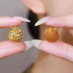 Brown Crystal Double-Sided Hoop Earrings