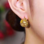 Brown Crystal Double-Sided Hoop Earrings
