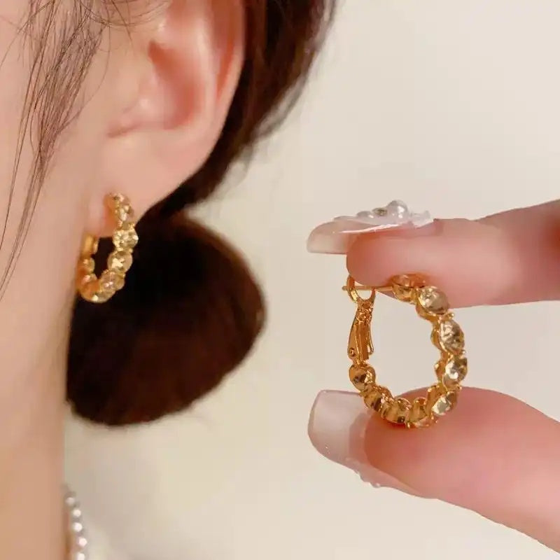 Brown Crystal Hoop Earrings
