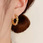 Brown Crystal Hoop Earrings