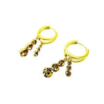 Brown Crystal Minimalist Maillard Hoop Earrings