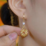 Brown Crystal Pave Round Earrings