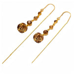 Brown Crystal Tassel Long Chain Drop Earrings