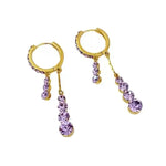 Brown Crystal Tassel Long Drop Earrings