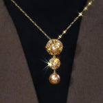 Brown Crystal Tassel Sweater Chain Necklace