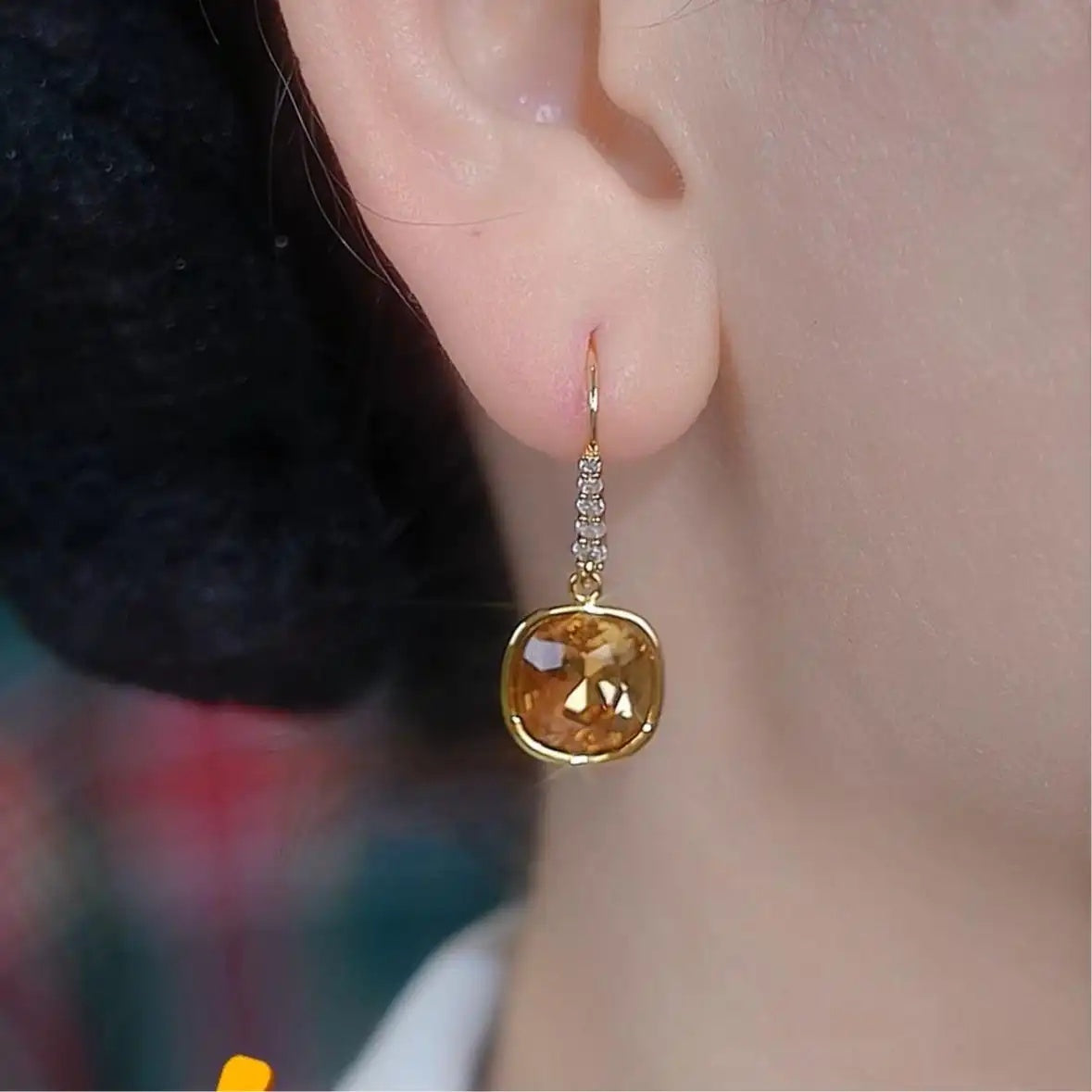 Brown Cube French Earrings