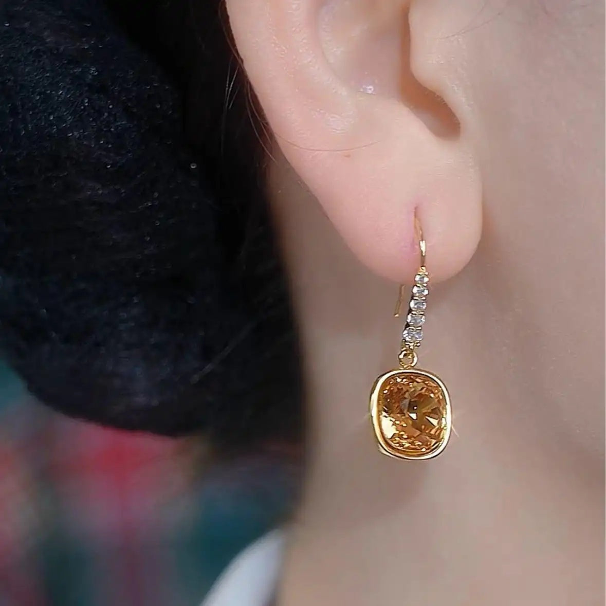 Brown Cube French Earrings