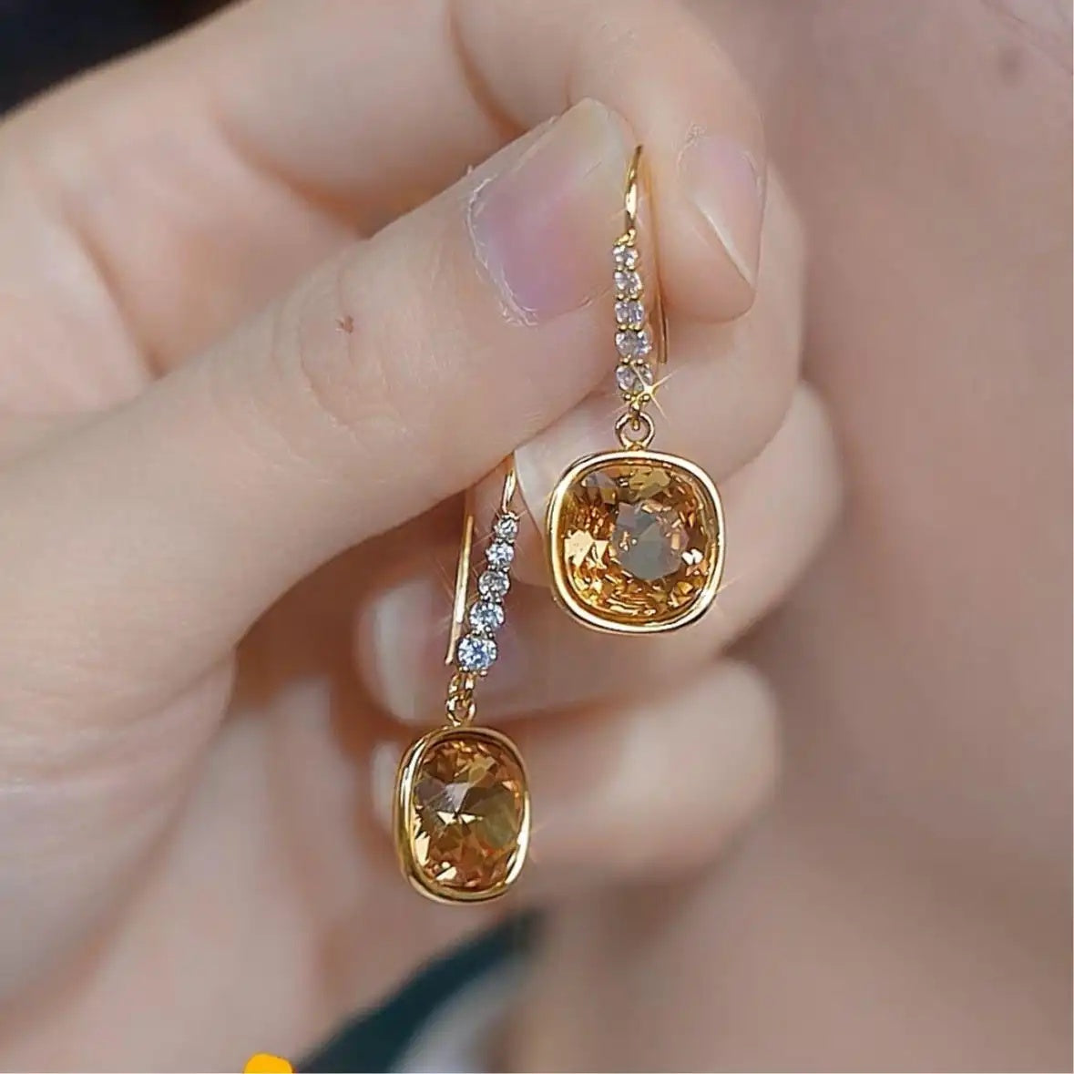 Brown Cube French Earrings