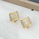 Brown Diamond-Shaped Minimalist Stud Earrings