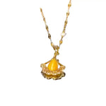 Brown Ginkgo Leaf Necklace
