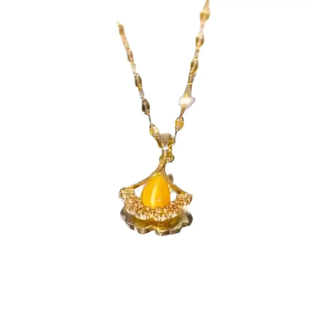 Brown Ginkgo Leaf Necklace
