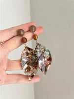 Brown Marbled Leaf Drop Earrings