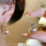 Brown Pearl Hoop Earrings